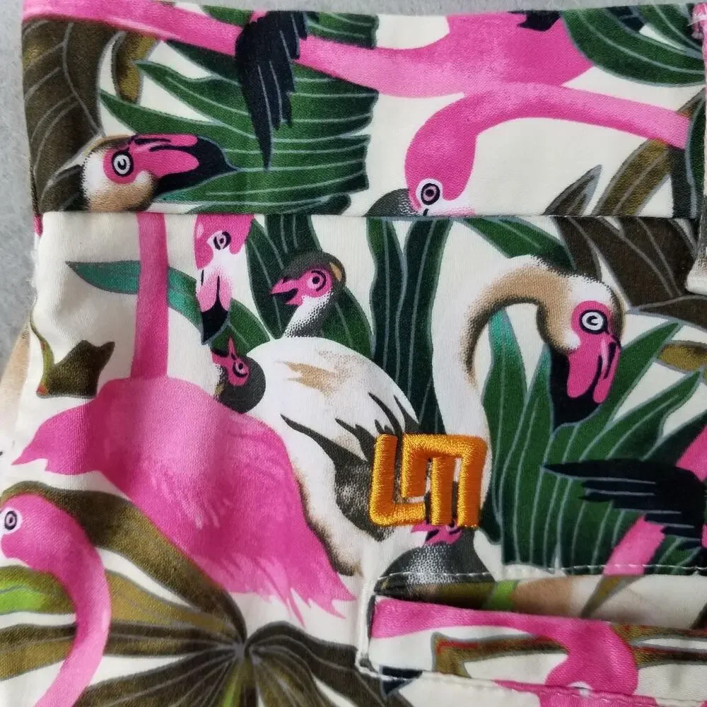 Loudmouth Shorts Mens 42 Pink Flamingo Tropical Golf Print Cotton Stretch‎ Fun